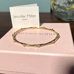 Diamonique Jessica Miller Collab Gold tone 925 bangle bracelet ❤️
